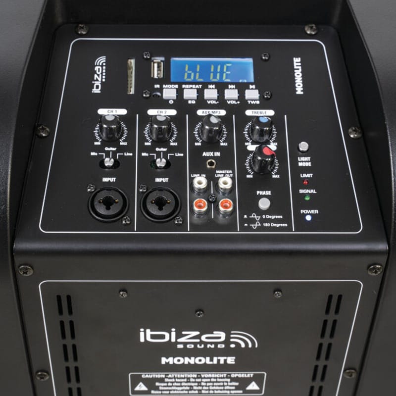 Ibiza Sound Sistem boxă activă tip coloană Ibiza Sound 350W RMS, subwoofer 12”, Bluetooth/USB/SD, iluminare LED, TWS