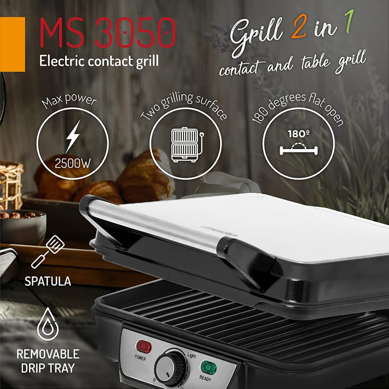 Mesko Gratar electric Gratar Electric Mesko MS3050 | 2500W, Putere Reglabila, Tava Detasabila