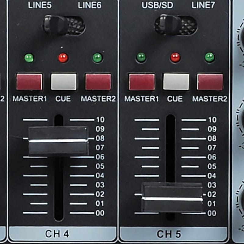 BST Mixer Audio BST Matrix 5x2 cu Player USB/MP3, 7 Intrări Linie, 3 Intrări Microfon, 2U/19”