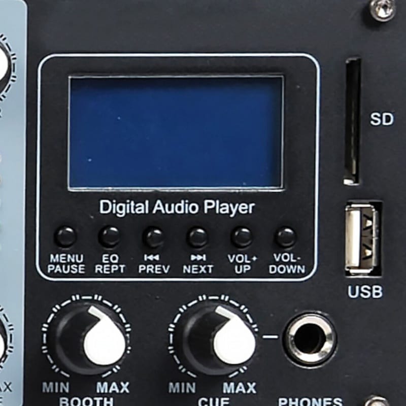 BST Mixer Audio BST Matrix 5x2 cu Player USB/MP3, 7 Intrări Linie, 3 Intrări Microfon, 2U/19”