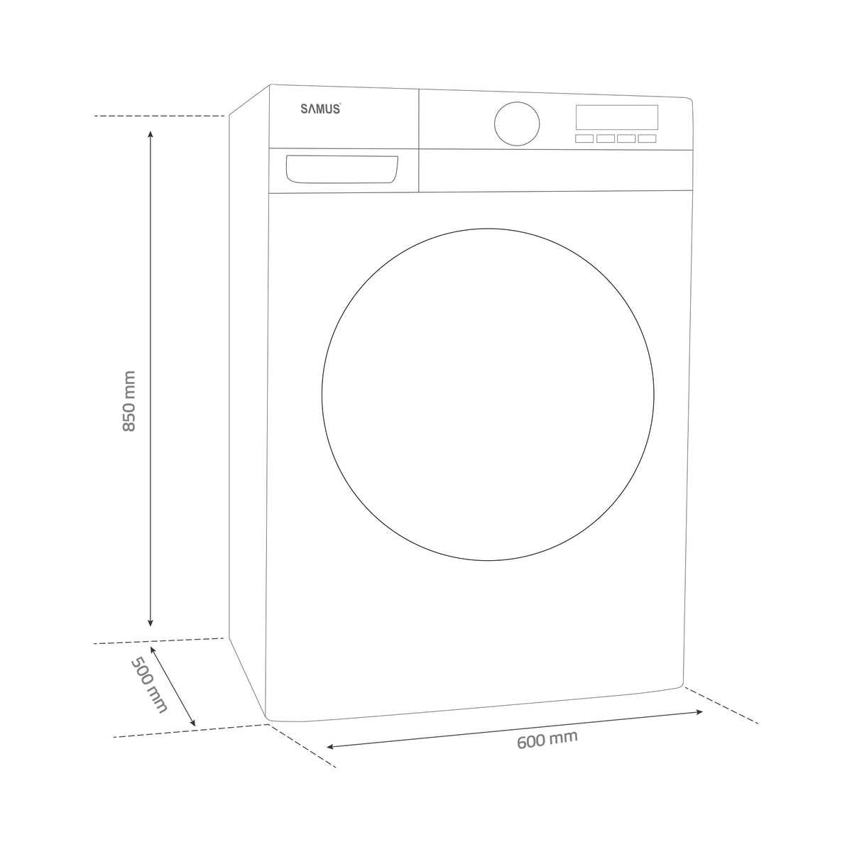 Mașină de Spălat Rufe Slim Inverter Samus | 9kg, 1400 RPM, Clasa A, 15 programe