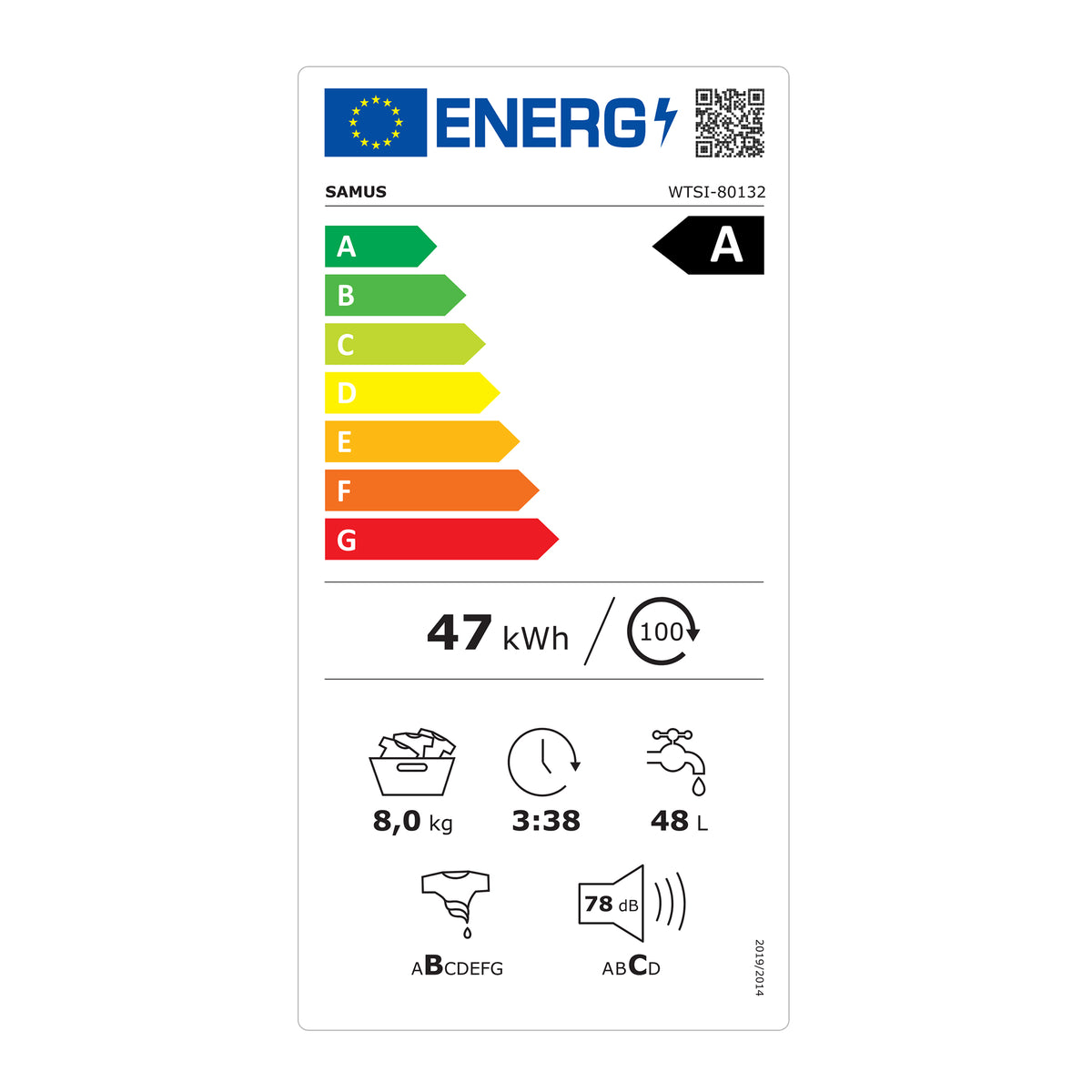 Masina Spalat Rufe Verticala Samus WTSI-80132 | 8kg, 1300 RPM, Inverter