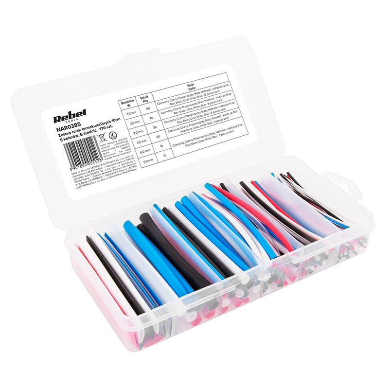 Rebel Accesorii bucatarie Set Tuburi Termocontractabile Rebel NAR0385 | 170buc, 10cm, Color