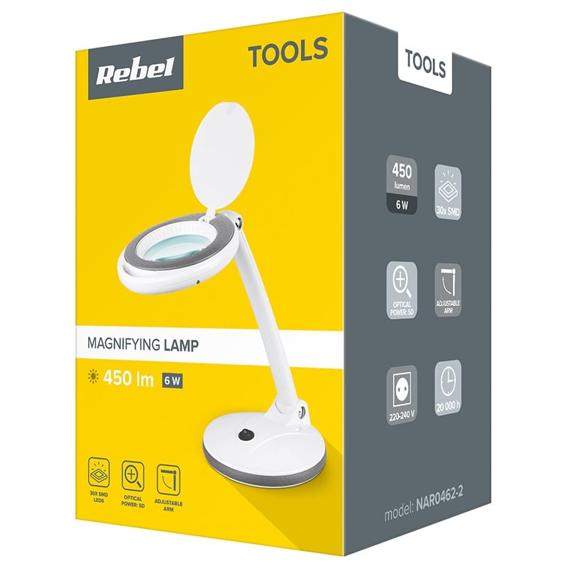 Rebel Lampa LED Lampa LED Rebel NAR0462-2 | 6W, Lupa 5 Dioptrii, 30X Marire