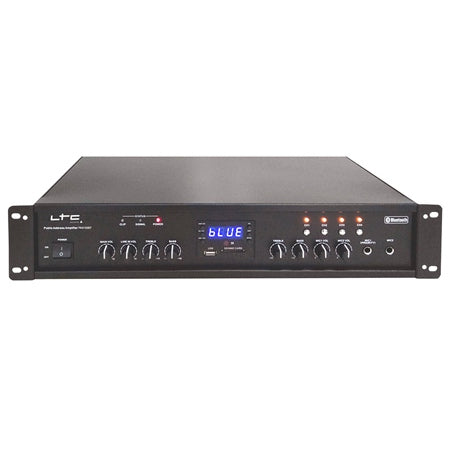 LTC Amplificator PA 100V/8Ω LTC 150W cu USB/SD/FM, Bluetooth, 4 zone, telecomandă, 2 intrări microfon