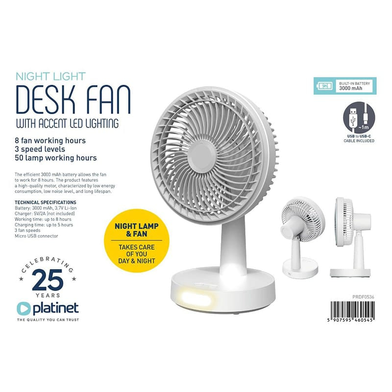 Platinet Ventilator portabil Ventilator Portabil Platinet PRDF0536 | 9W, 2x1500mAh, Reincarcabil