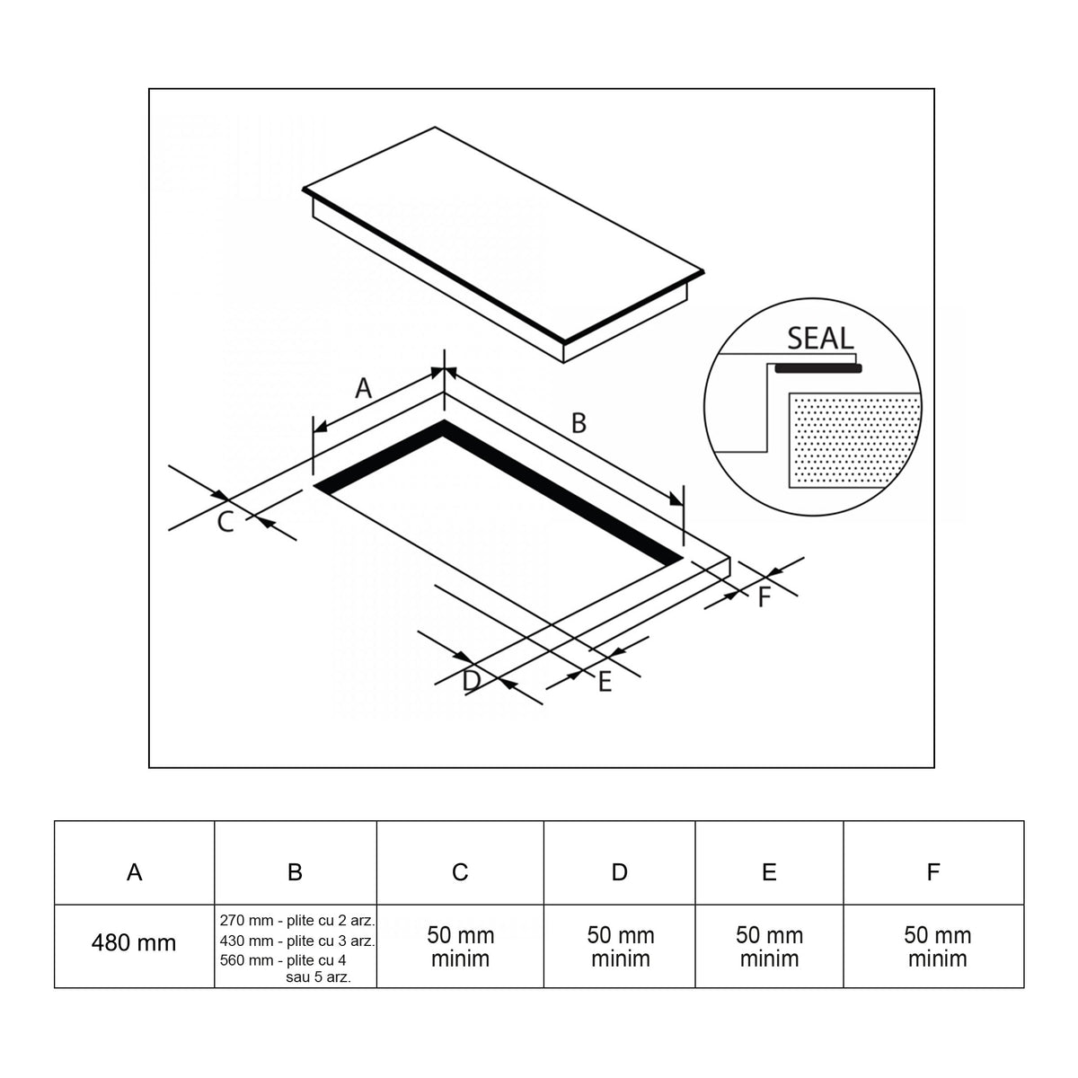 Plita Vitroceramica Samus PSVE-43BG2 | 4 zone, incorporabila, 45x51x6.3cm