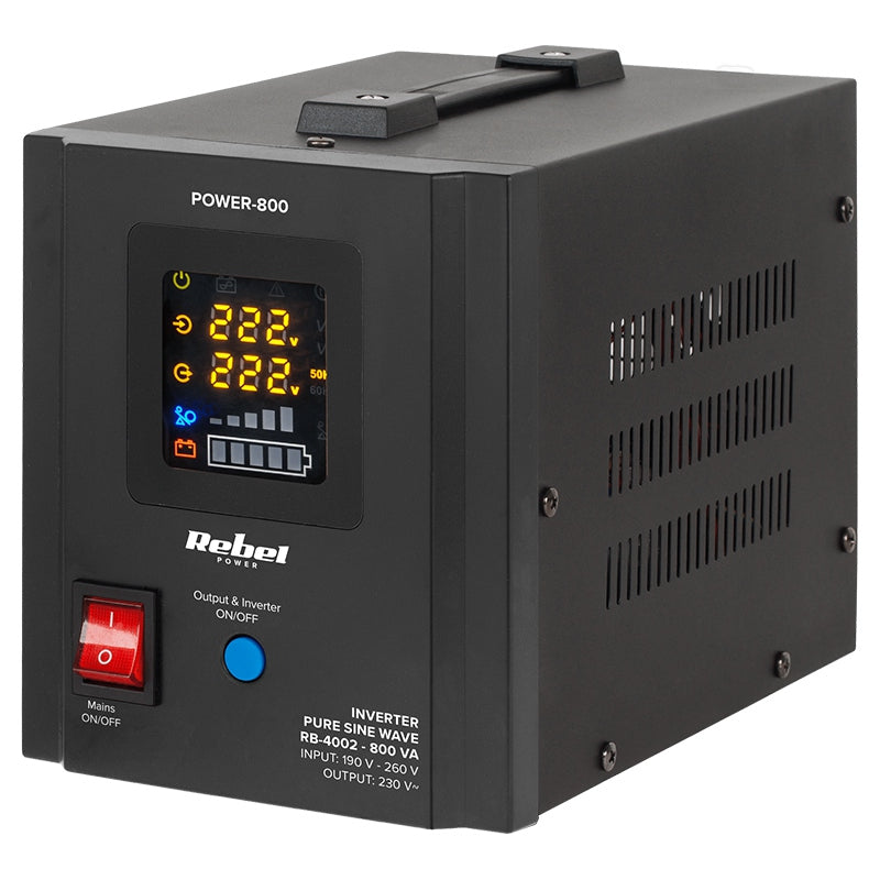 Rebel UPS centrale termice UPS Rebel RB-4002 | Sinus Pur, 800VA, 500W, 12V, Centrale Termice