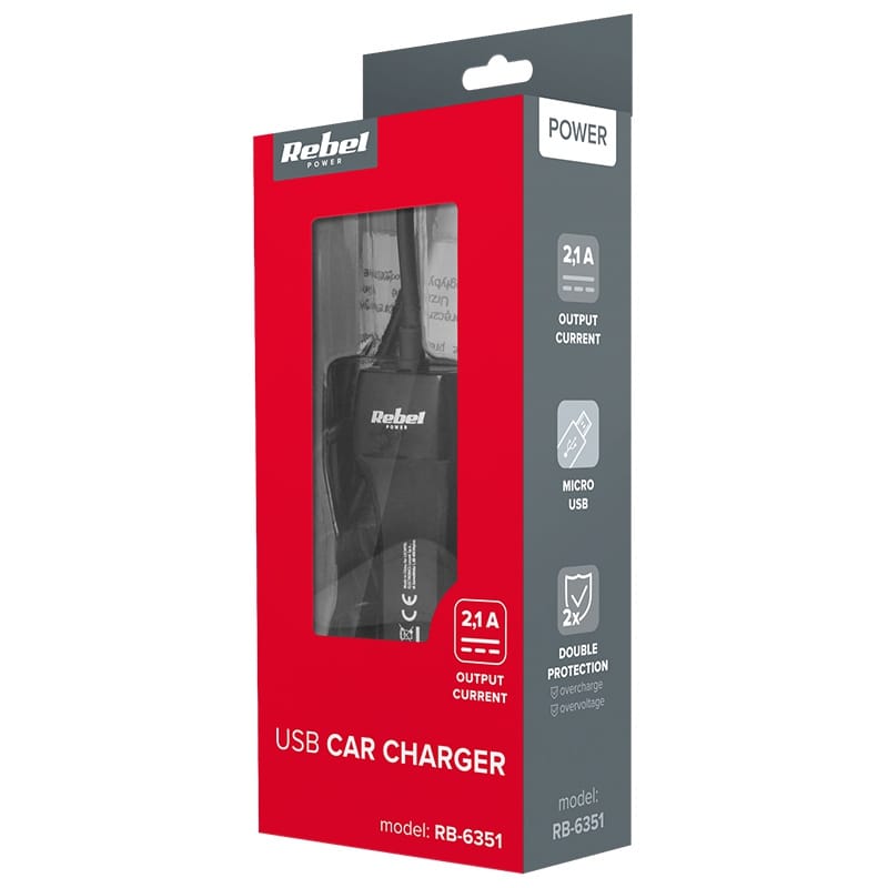 Rebel INCARCATOR AUTO MICRO USB 2100MA REBEL