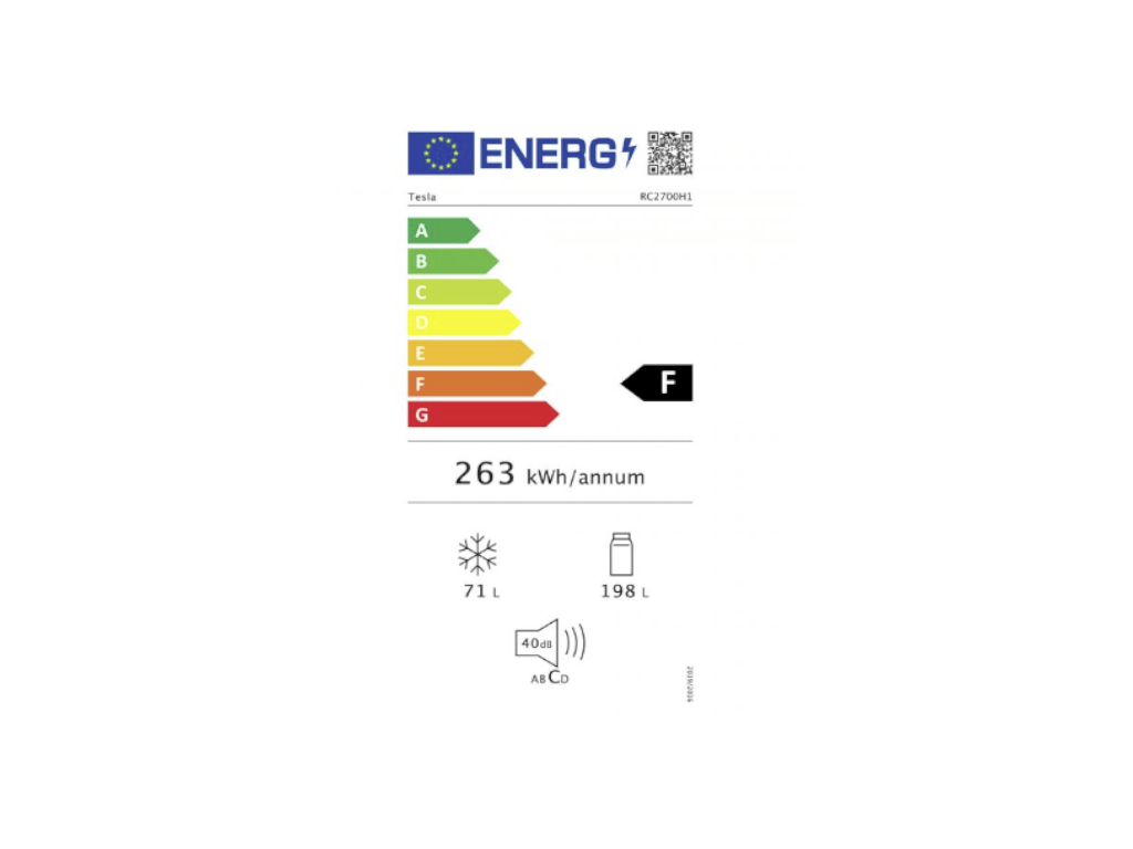 Tesla WG Combina frigorifica Combina Frigorifica Tesla RC2600HE | 262L, Clasa E, No Frost, LED, Alb, 57.7x59.5x185.9cm