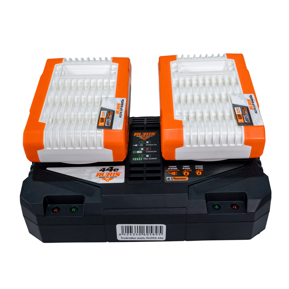 Kit 2 acumulatori + încărcător dublu RURIS Alfa Up 4444e
