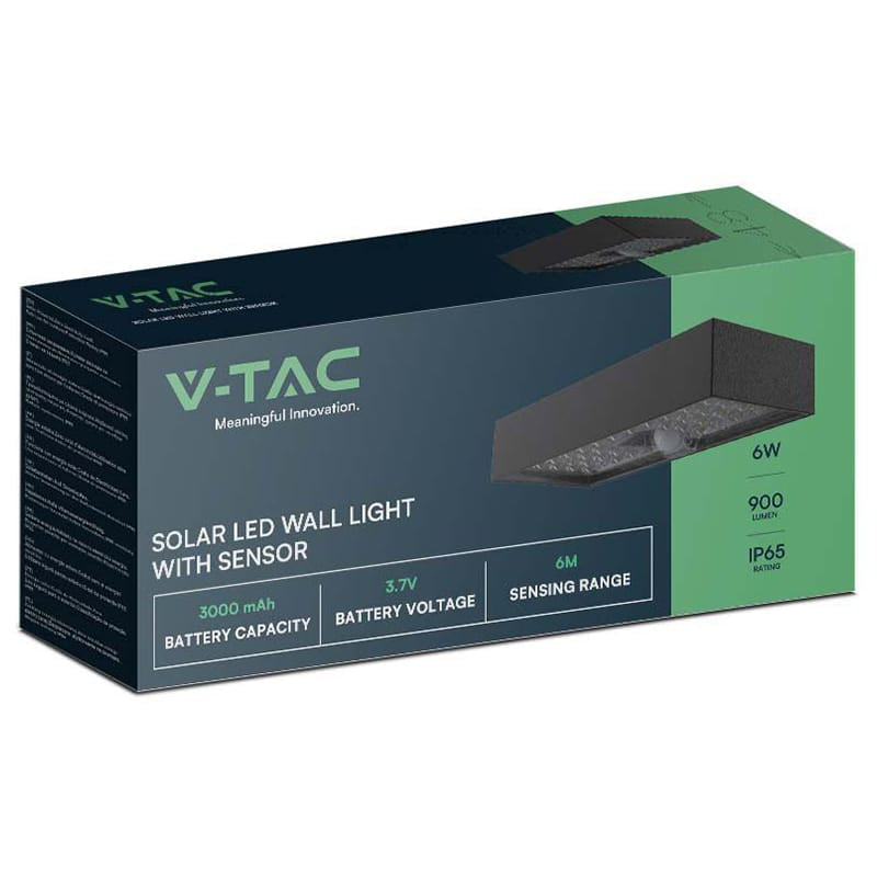 V-Tac Lampa LAMPA EXTERIOARA 6W IP65 4000K INCARCARE SOLARA -NEGRU