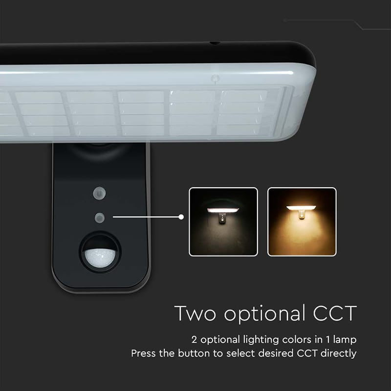 V-Tac Lampa Lampă Solară Exterior V-Tac 15W 2000lm cu Senzor PIR IP65, 4000K/6000K, Negru