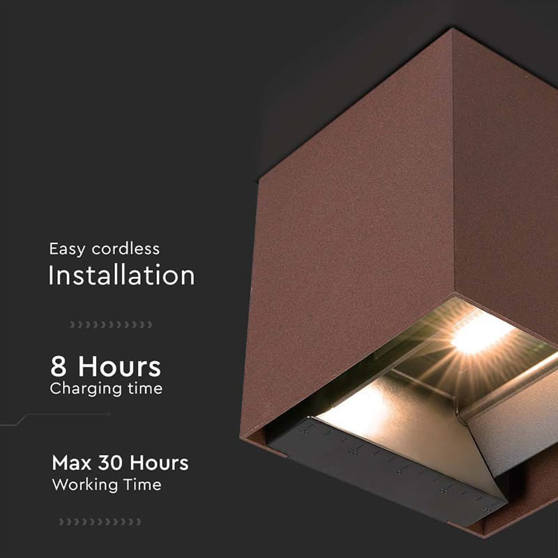 V-Tac Lampa LED Lampă LED Solară V-Tac 9W COB IP65 4000K Neutră 860 lm, Baterie 2600mAh, Autonomie până la 30h, Maro
