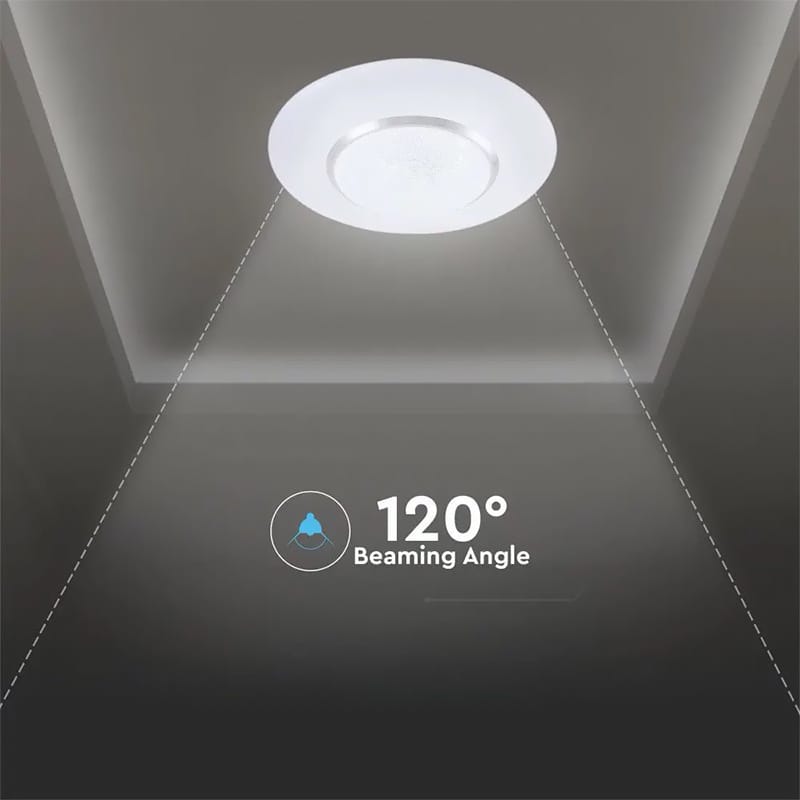 V-Tac Plafonieră LED V-Tac 60W rotundă, 3 temperaturi de culoare 3000K/4000K/6400K, dimabilă cu telecomandă, albă IP20
