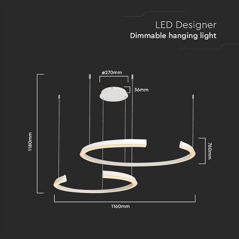 V-Tac Candelabru LED Candelabru LED V-Tac dimabil 48W, 3000K alb cald, 5150 lm, alb, 1100x800x1200 mm, IP20