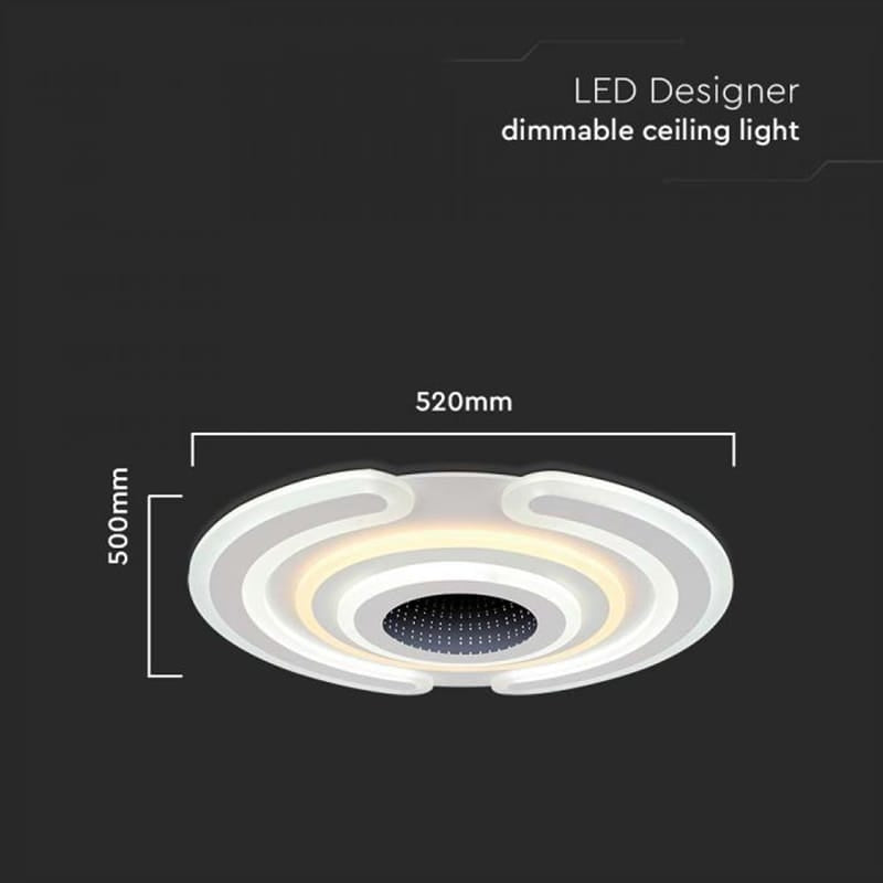 V-Tac Plafonieră LED decorativă V-Tac 95W dimabilă 3 în 1 (3000K/4000K/6000K) 9900 lm, alb, 520x500 mm