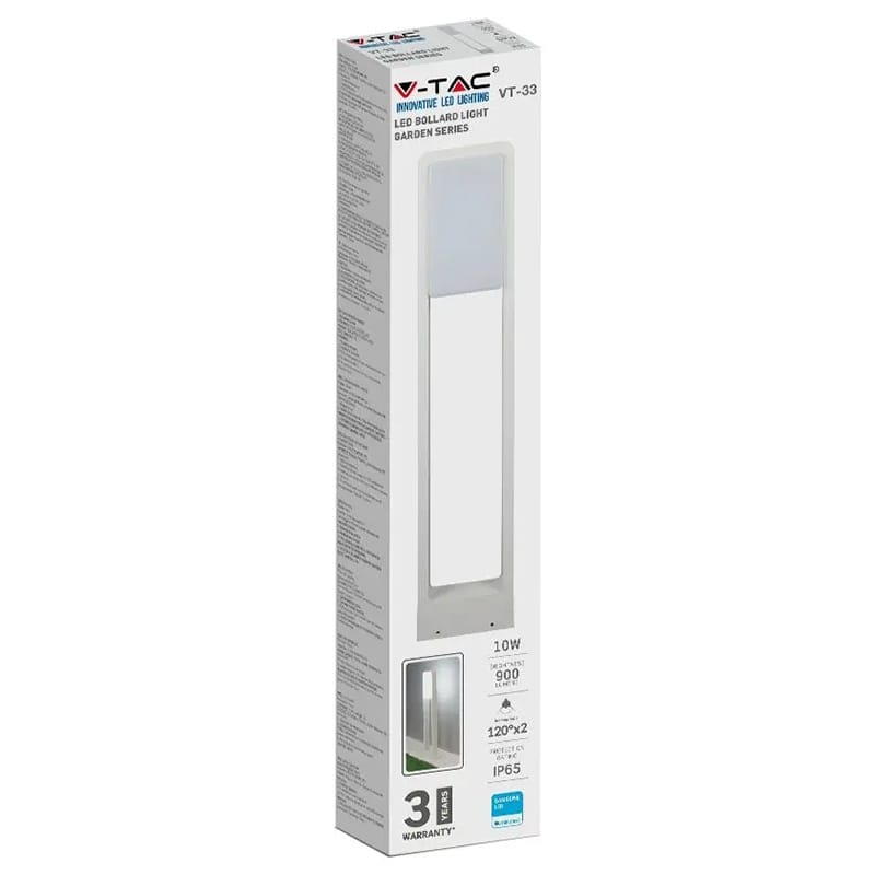 V-Tac Stâlp iluminat LED exterior V-Tac 10W IP65, 3000K alb cald, 900 lm, negru, aluminiu, Ø163x800 mm
