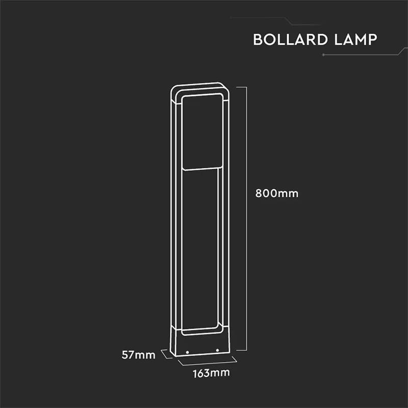 V-Tac Stâlp iluminat LED exterior V-Tac 10W IP65, 3000K alb cald, 900 lm, negru, aluminiu, Ø163x800 mm