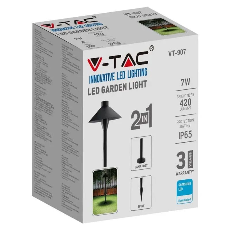 V-Tac Lampa LED LAMPA LED 7W EXTERIOR TIP STALP/TARUS IP65 6400K