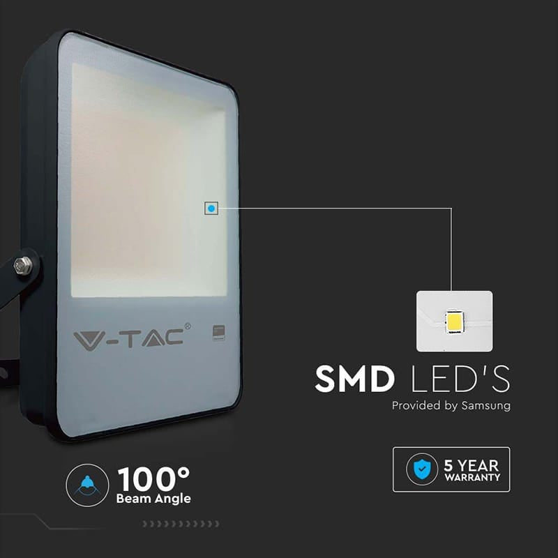 V-Tac Reflector LED REFLECTOR LED SMD 30W 137LM/W 6500K IP65 CIP SAMSUNG - NEGRU/GRI