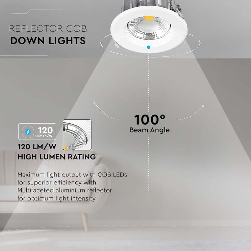 V-Tac SPOT LED COB INCORPORABIL 30W 6500K ALB RECE