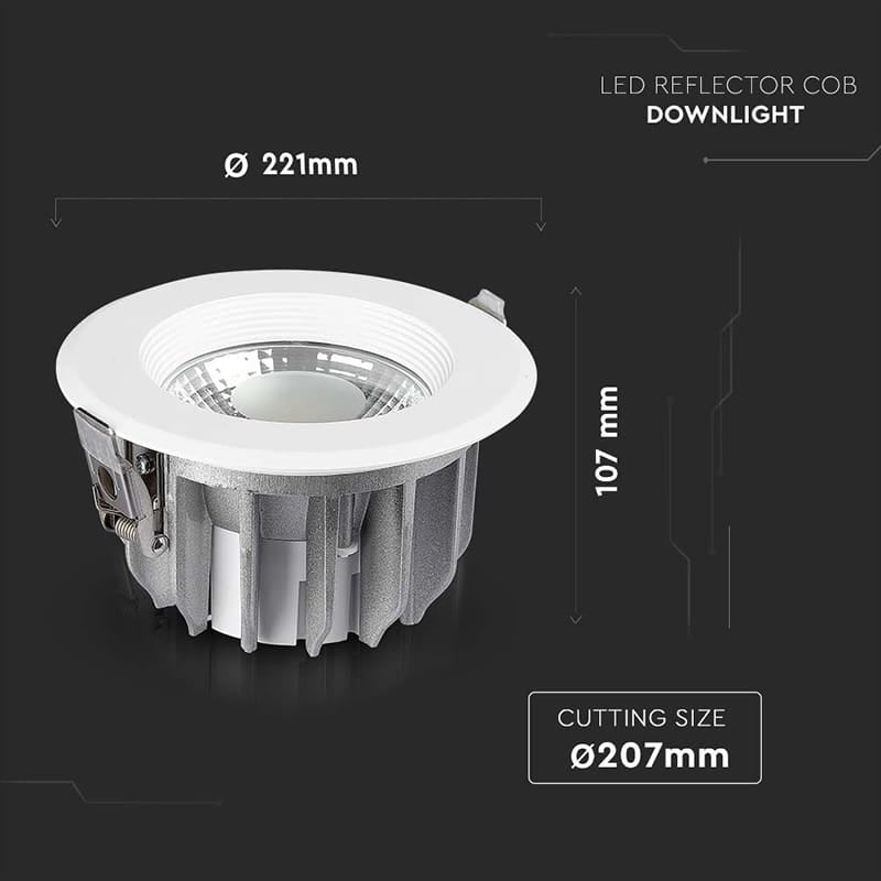 V-Tac SPOT LED COB INCORPORABIL 30W 6500K ALB RECE