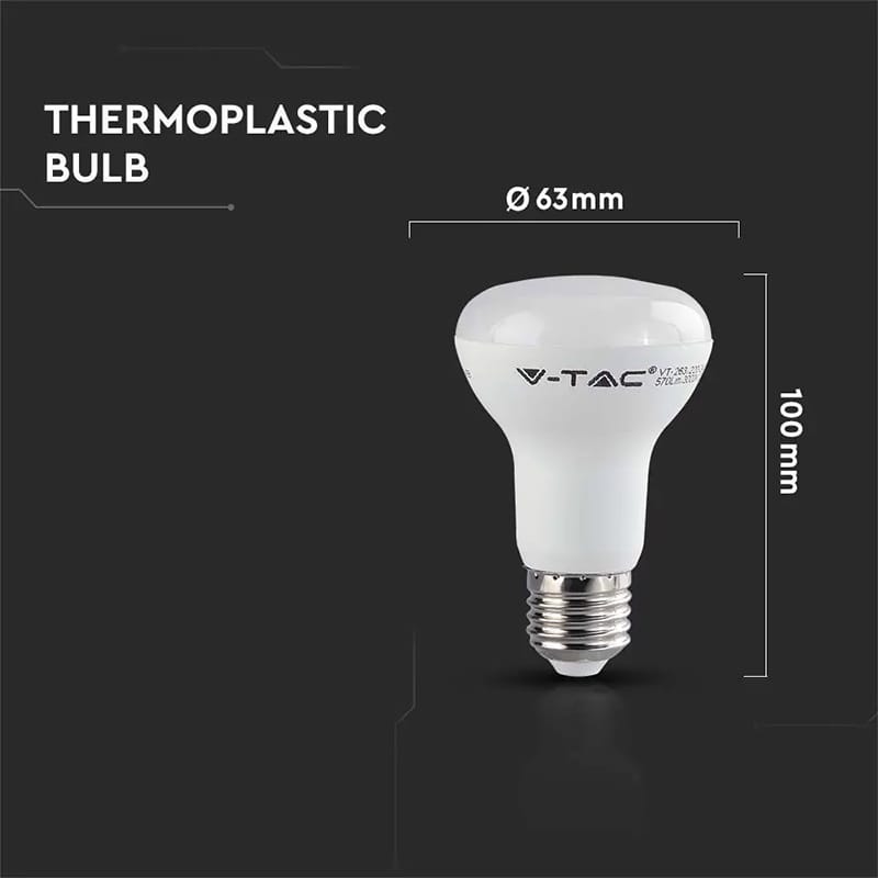 V-Tac Bec LED BEC LED R63 E27 8.5W 3000K ALB CALD, CIP SAMSUNG