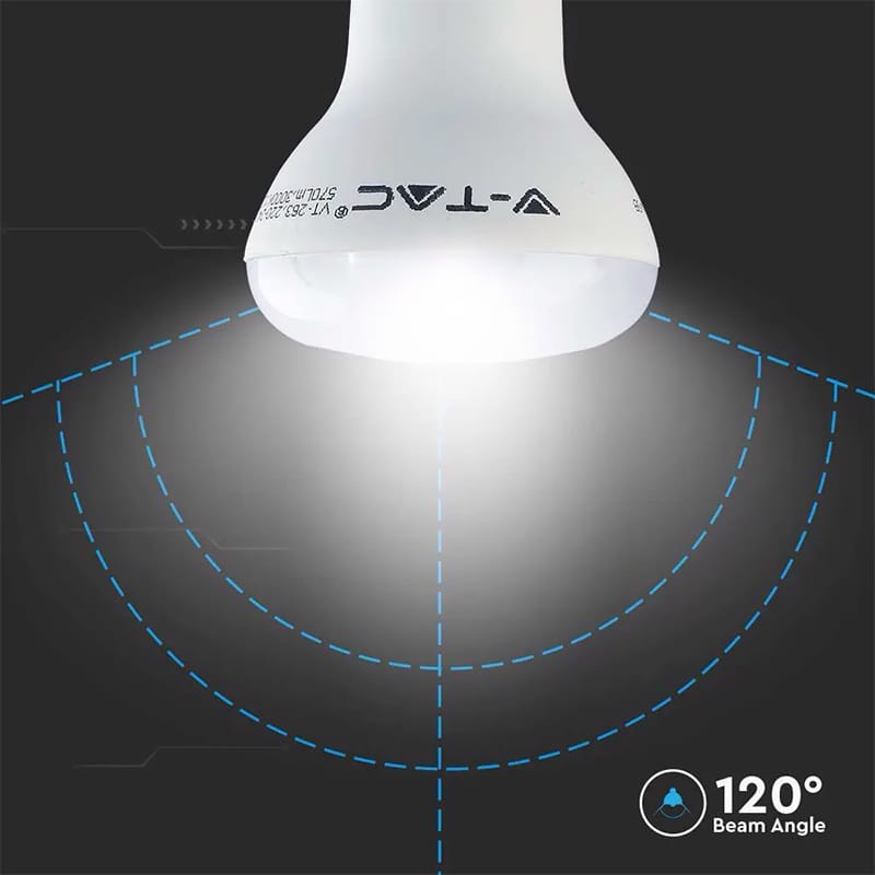 V-Tac Bec LED BEC LED R63 E27 8.5W 3000K ALB CALD, CIP SAMSUNG