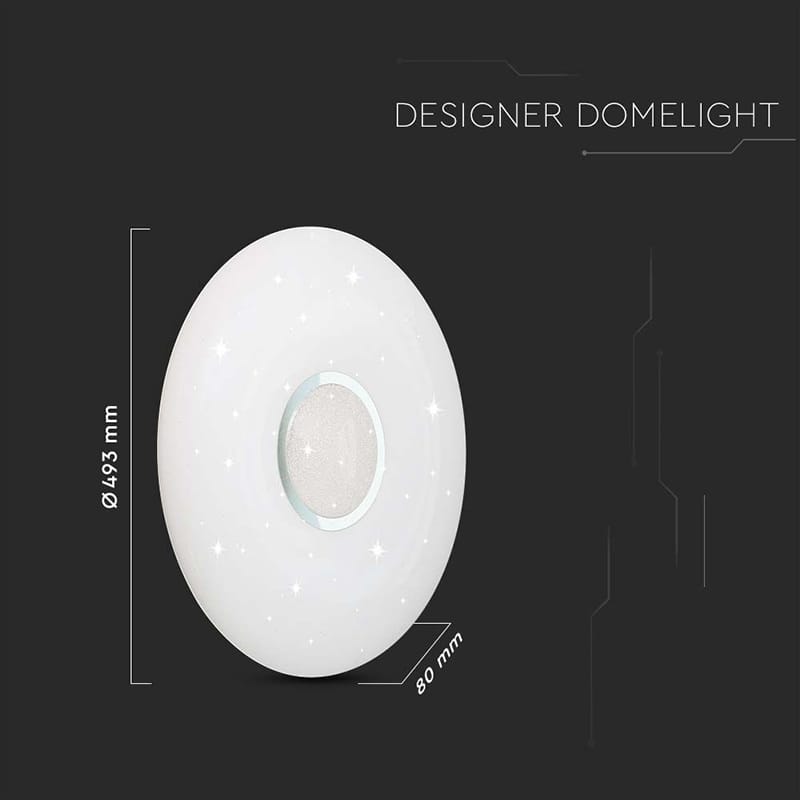 V-Tac Aplica LED V-Tac 60W 3in1 Rotunda Dimabila cu Telecomanda, 6000 lm, Alb, Ø493 mm