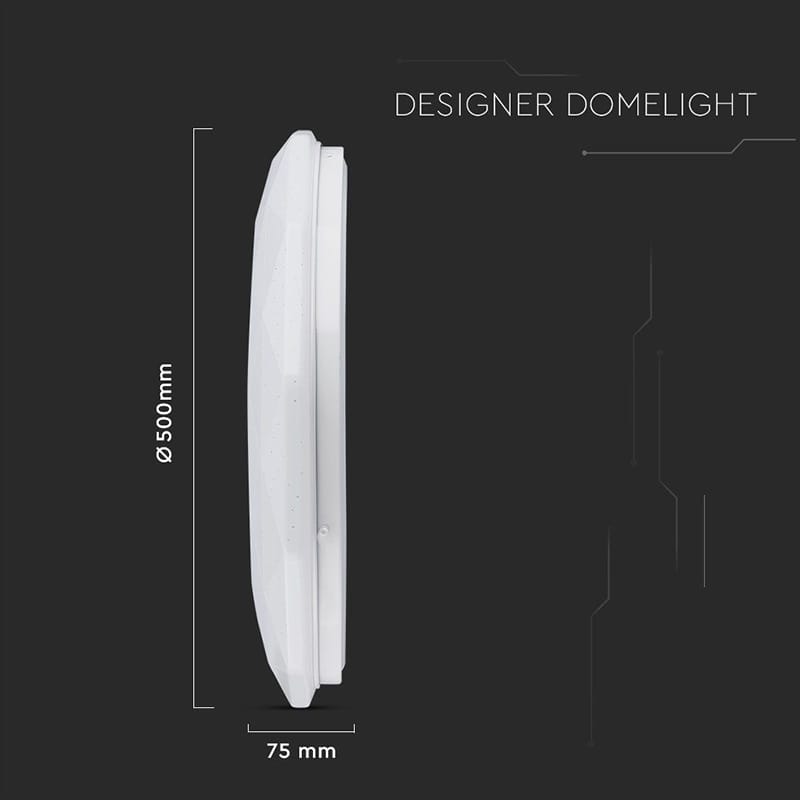V-Tac Aplica LED rotundă V-Tac 60W 6000lm, 3 temperaturi de culoare, dimabilă cu telecomandă, alb, Ø500 mm