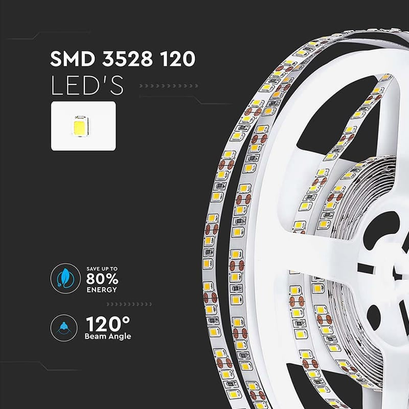 V-Tac Banda LED BANDA LED SMD3528 120LED/M 6500K IP20 5M