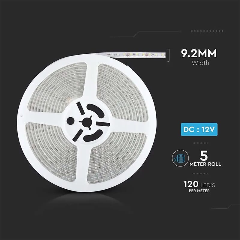 V-Tac Banda LED BANDA LED SMD3528 120LED/M 3000K IP65 5M