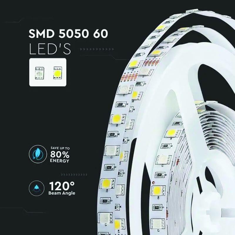 V-Tac Banda LED BANDA LED SMD5050 60LED/M RGB + ALB CALD IP20 5M