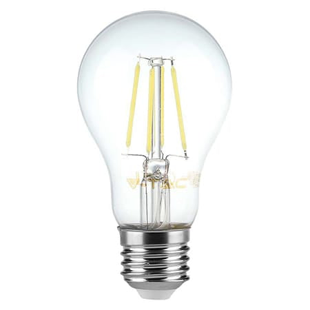 V-Tac Bec BEC E27 A60 CU FILAMENT DIMABIL LED 8W 3000K ALB CALD