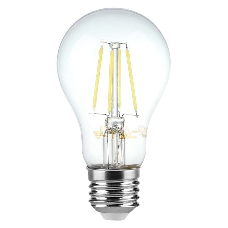V-Tac Bec BEC E27 A60 CU FILAMENT DIMABIL LED 8W 3000K ALB CALD