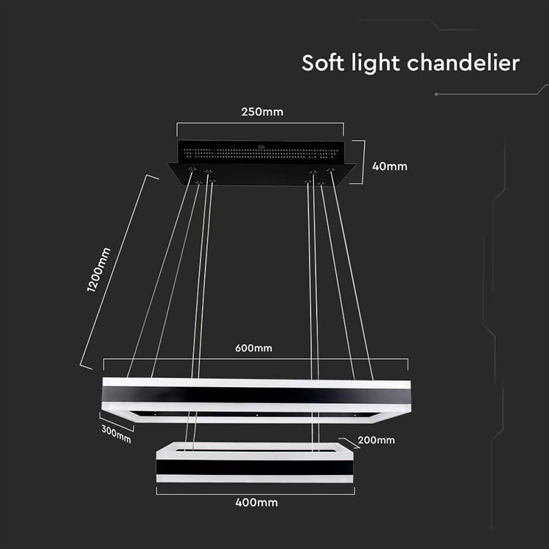 V-Tac Candelabru LED Candelabru LED V-Tac 113W Dimabil 3000K, Negru, 6300 lm, IP20, CRI>80