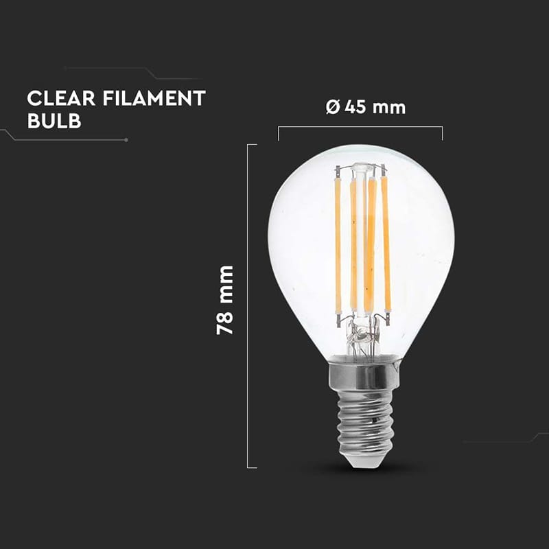 V-Tac Bec BEC E14 CU FILAMENT LED 4W 3000K