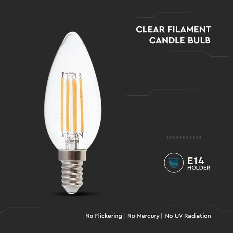 V-Tac Bec BEC E14 CU FILAMENT LED 4W 3000K