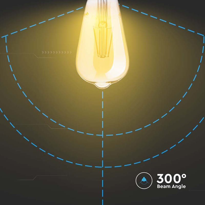 V-Tac Bec LED BEC LED ST64 E27 6W CU FILAMENT 2200K MODEL EDISON