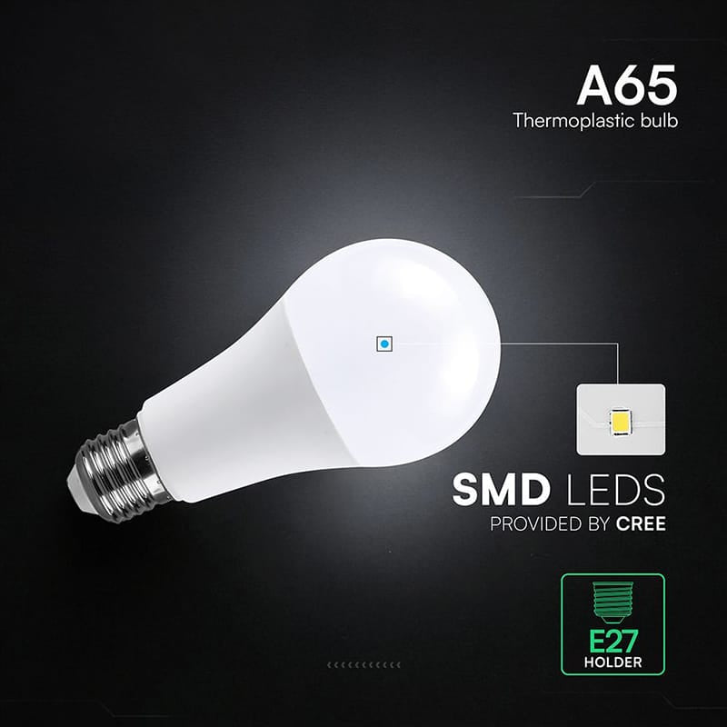 V-Tac Bec LED BEC LED A65 E27 17W 6500K ALB RECE CIP CREE