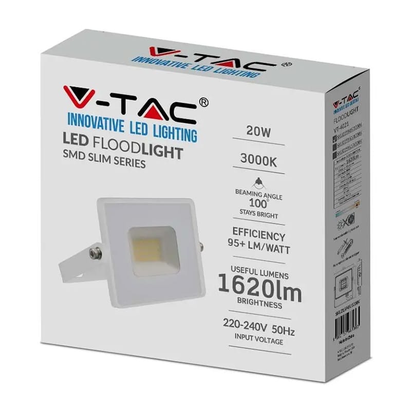 V-Tac Reflector LED REFLECTOR LED SMD 20W 3000K IP65 - ALB
