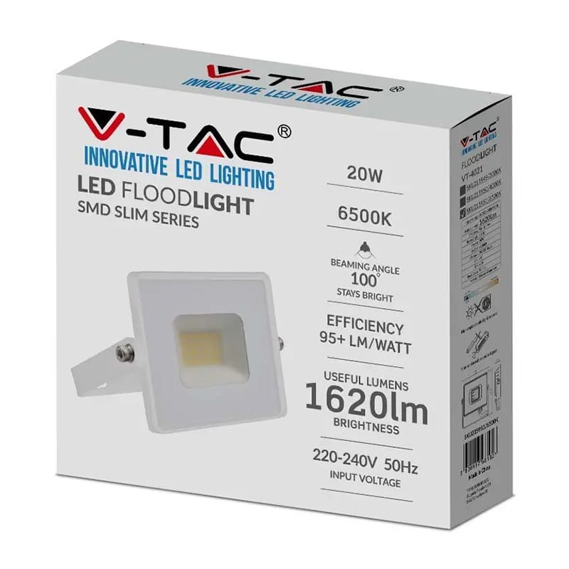 V-Tac Reflector LED REFLECTOR LED SMD 20W 6500K IP65 - ALB