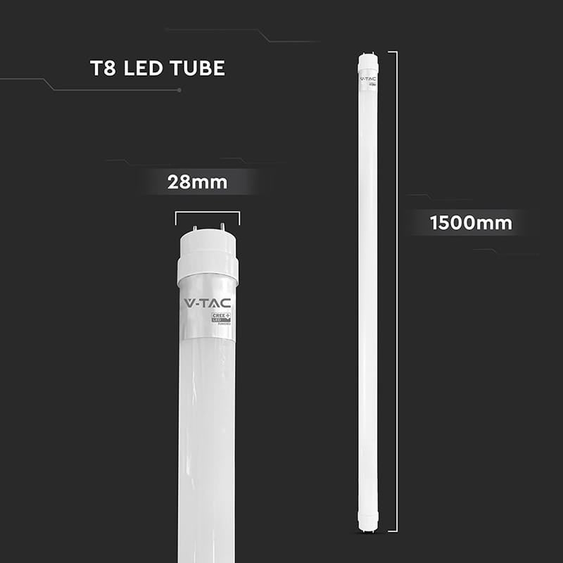 V-Tac TUB LED T8 G13 PLASTIC 20W 150CM 6500K ALB RECE, CIP CREE