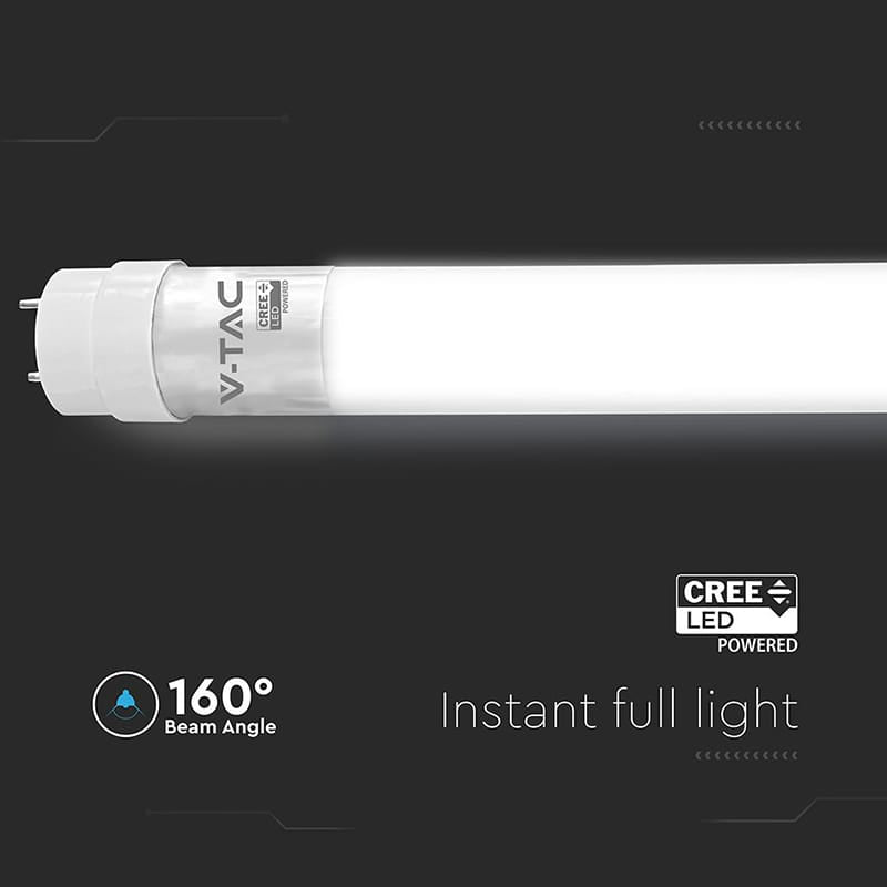V-Tac TUB LED T8 G13 PLASTIC 20W 150CM 6500K ALB RECE, CIP CREE