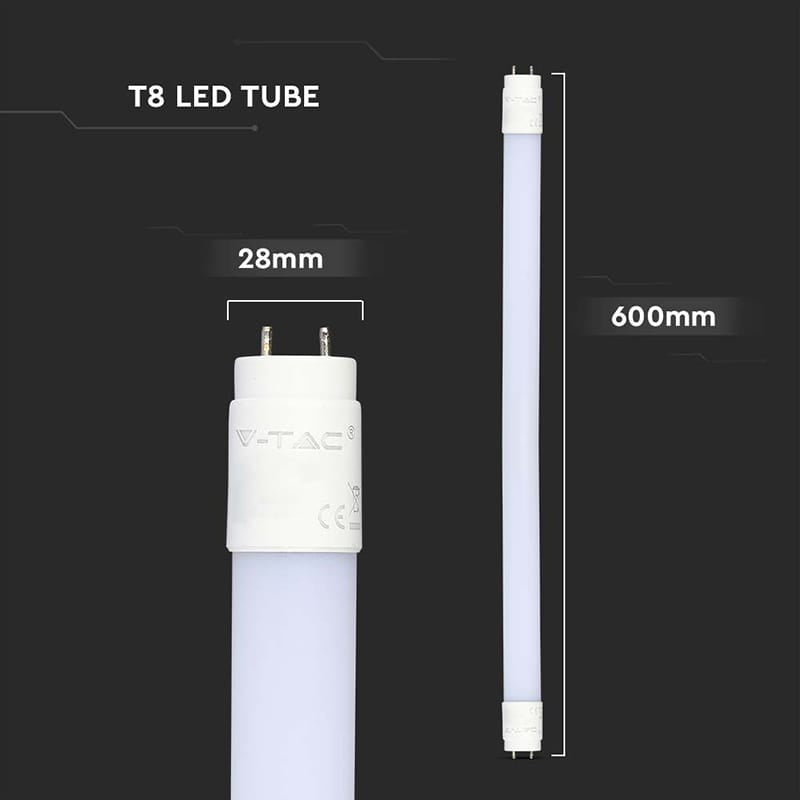 V-Tac TUB LED T8 G13 PLASTIC 7.5W 60CM 6500K, CIP SAMSUNG