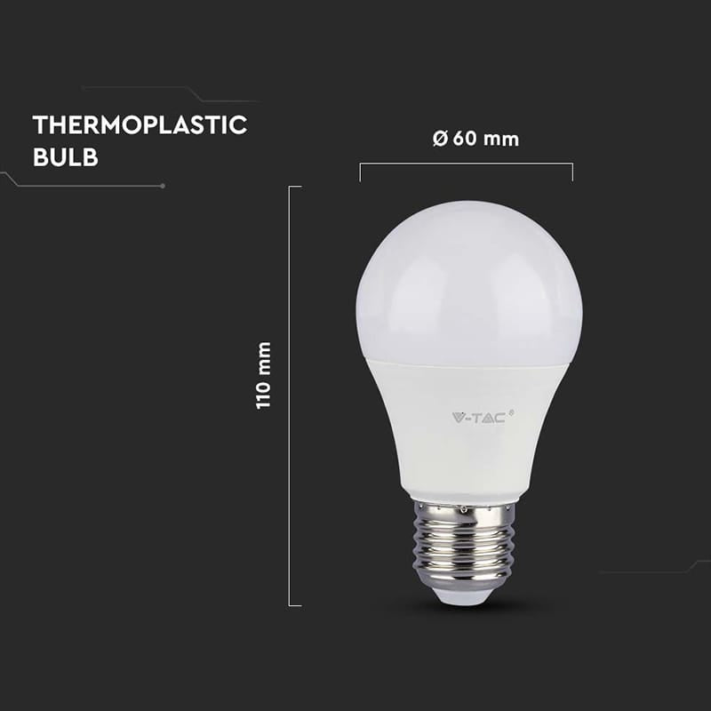 V-Tac BEC LED A60 E27 10.5W 3000K ALB CALD