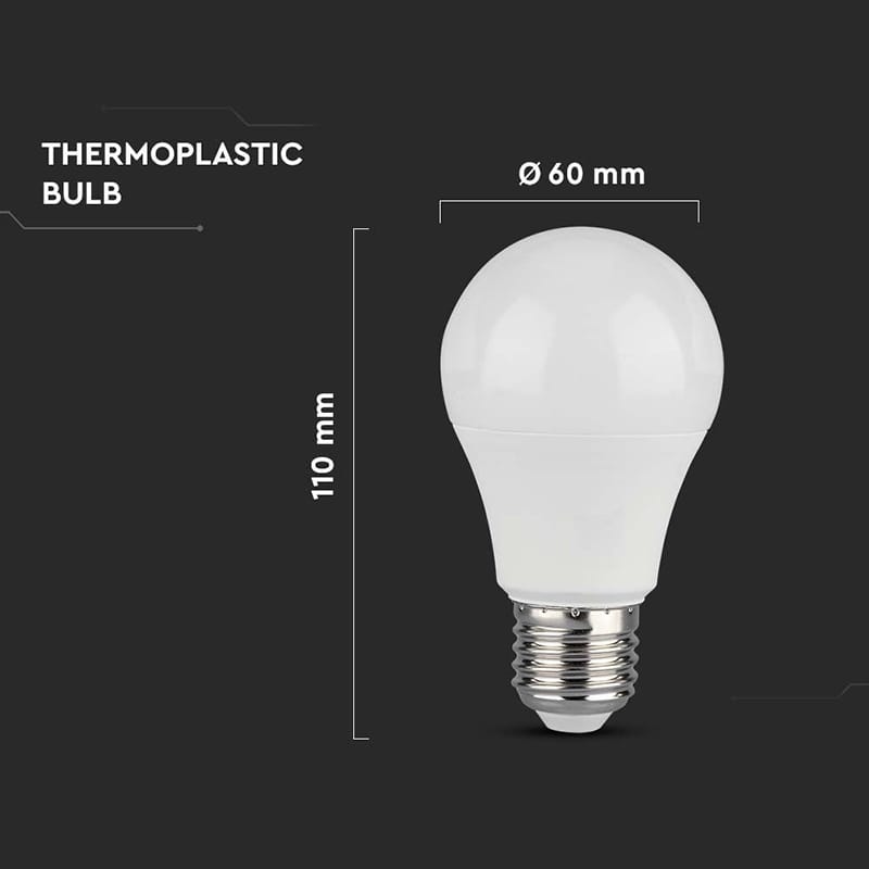 V-Tac BEC LED A60 E27 10.5W 6500K ALB RECE