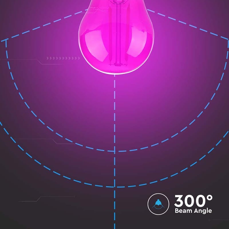 V-Tac BEC LED G45 E27 2W CU FILAMENT LUMINA ROZ