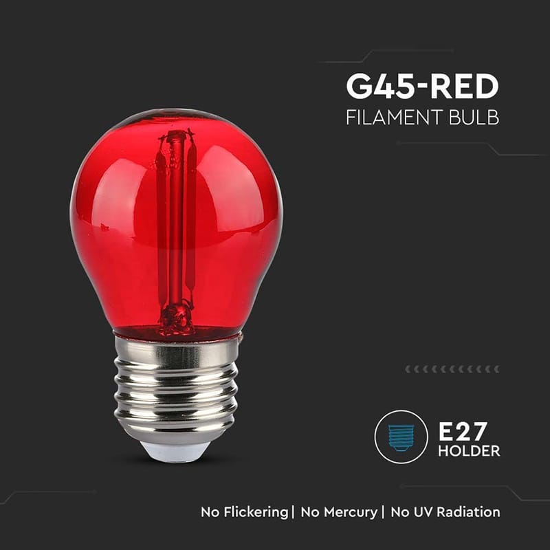 V-Tac BEC LED G45 E27 2W CU FILAMENT LUMINA ROSIE